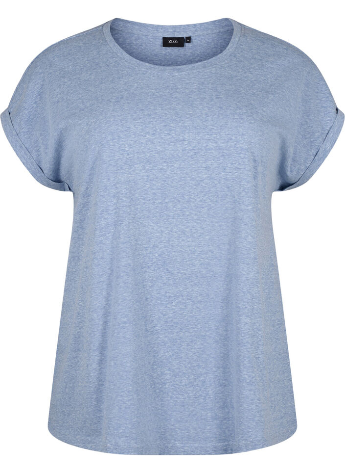 Melange T-Shirt mit kurzen &Auml;rmeln, Blau, Packshot image number 0