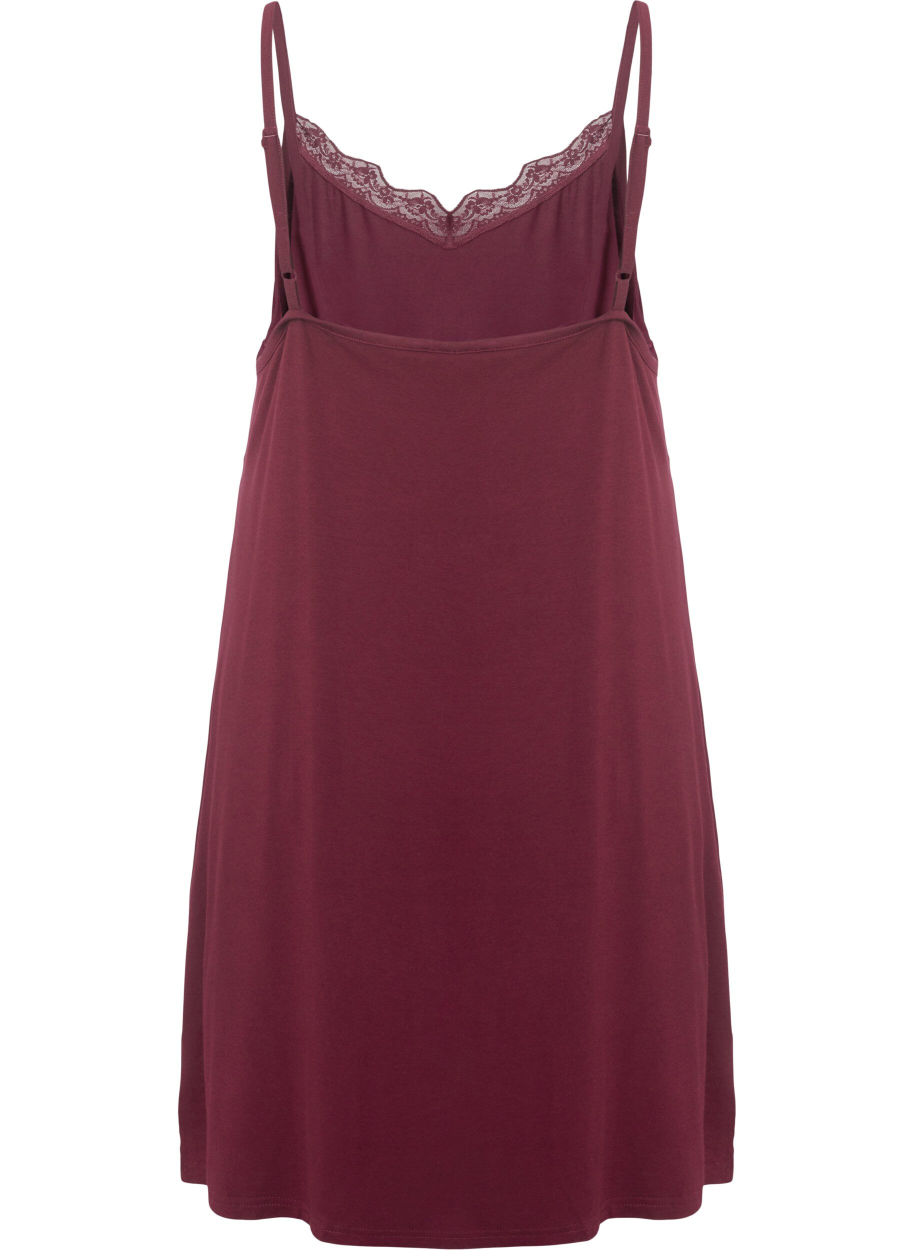 ZizziNeglig&eacute; mit Spitzensaum aus Viskose, Rot, Packshot image number 1