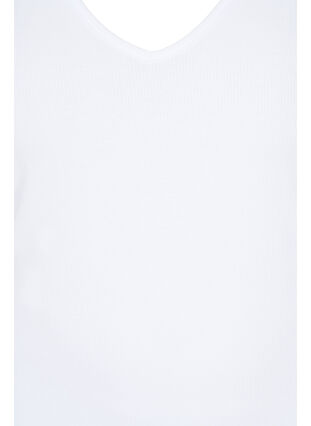 Basic Top aus Rippqualität mit V-Ausschnitt, Bright White, Packshot image number 2