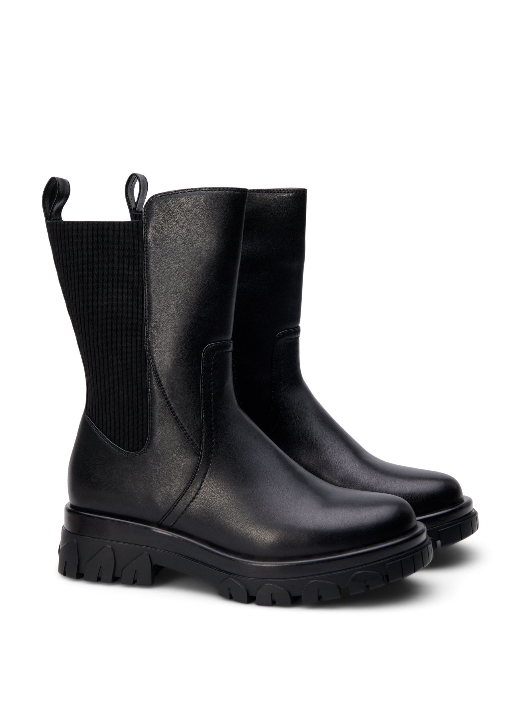 ZizziExtra-Weite - Kurzer Stiefel mit Gummizug, Schwarz, Packshot image number 1