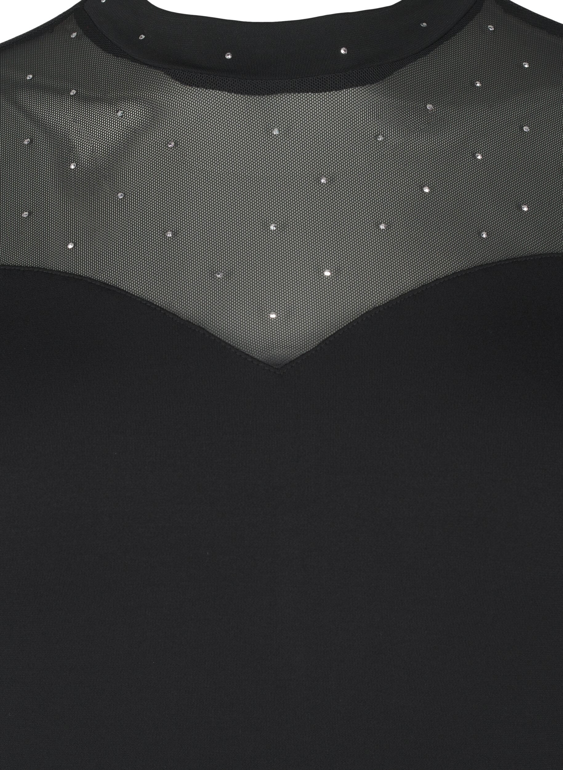 ZizziBody mit Nieten und langen Mesh-&Auml;rmeln, Black, Packshot image number 2