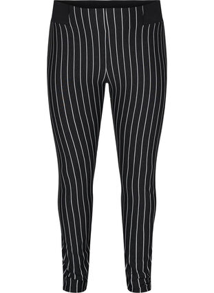 Gestreifte Leggings mit Gummibund an der Taille, Dark Grey Stripe, Packshot image number 0
