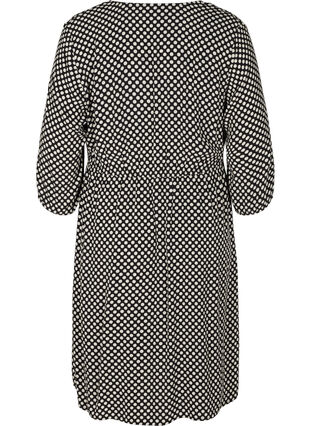 Viskosekleid mit 3/4-Ärmeln und Punkten, Black w. White Dot, Packshot image number 1