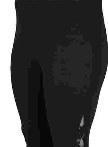 Leggings aus Viskose mit Spitzendetails, Black, Packshot image number 2