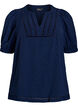 Bluse mit kurzen Puffärmeln und gepunkteter Textur, Navy Blazer, Packshot image number 0