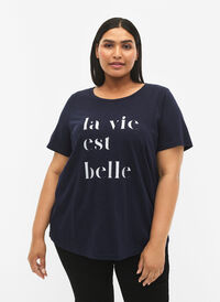 Baumwoll-T-Shirt mit Textaufdruck, Night Sky W. La, Model