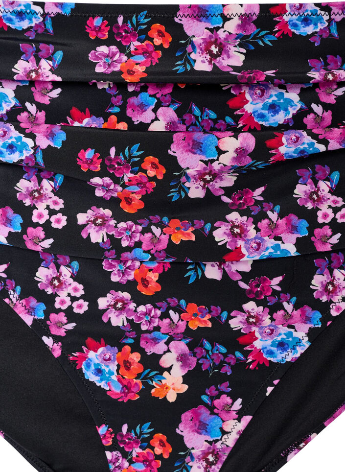 Hoch taillierte Bikinihosen mit Muster, Lila, Packshot image number 2