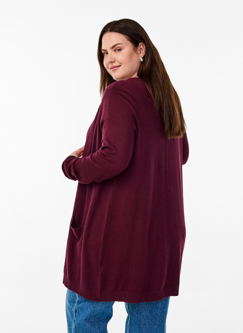 Lange Strickjacke aus Viskose-Mischung, Rot, Model image number 2