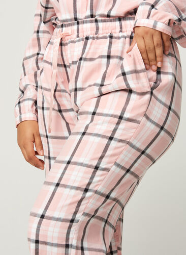 Karierte Schlafanzughose aus Baumwolle, Rose Smoke check, Model image number 1