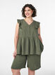 Lockere Shorts aus Baumwollmusselin mit hoher Taille, Gr&uuml;n, Model image number 0