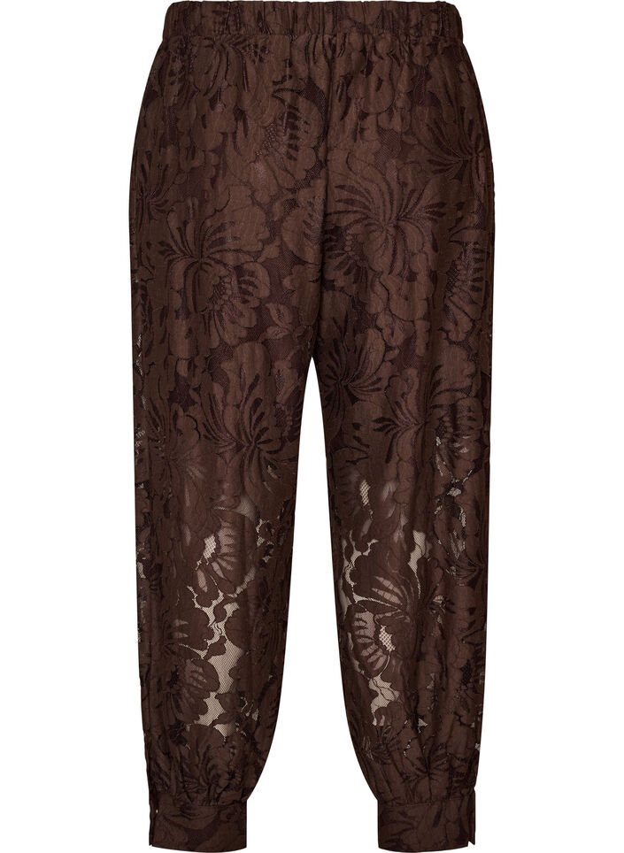 Ballonhose aus Spitze mit Innenshorts, Braun, Packshot image number 1
