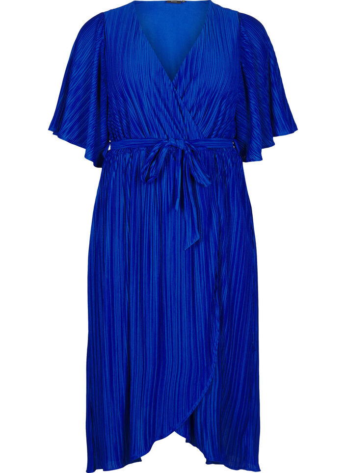 Midikleid mit Plisseefalten und Fledermaus&auml;rmeln, Blau, Packshot image number 0