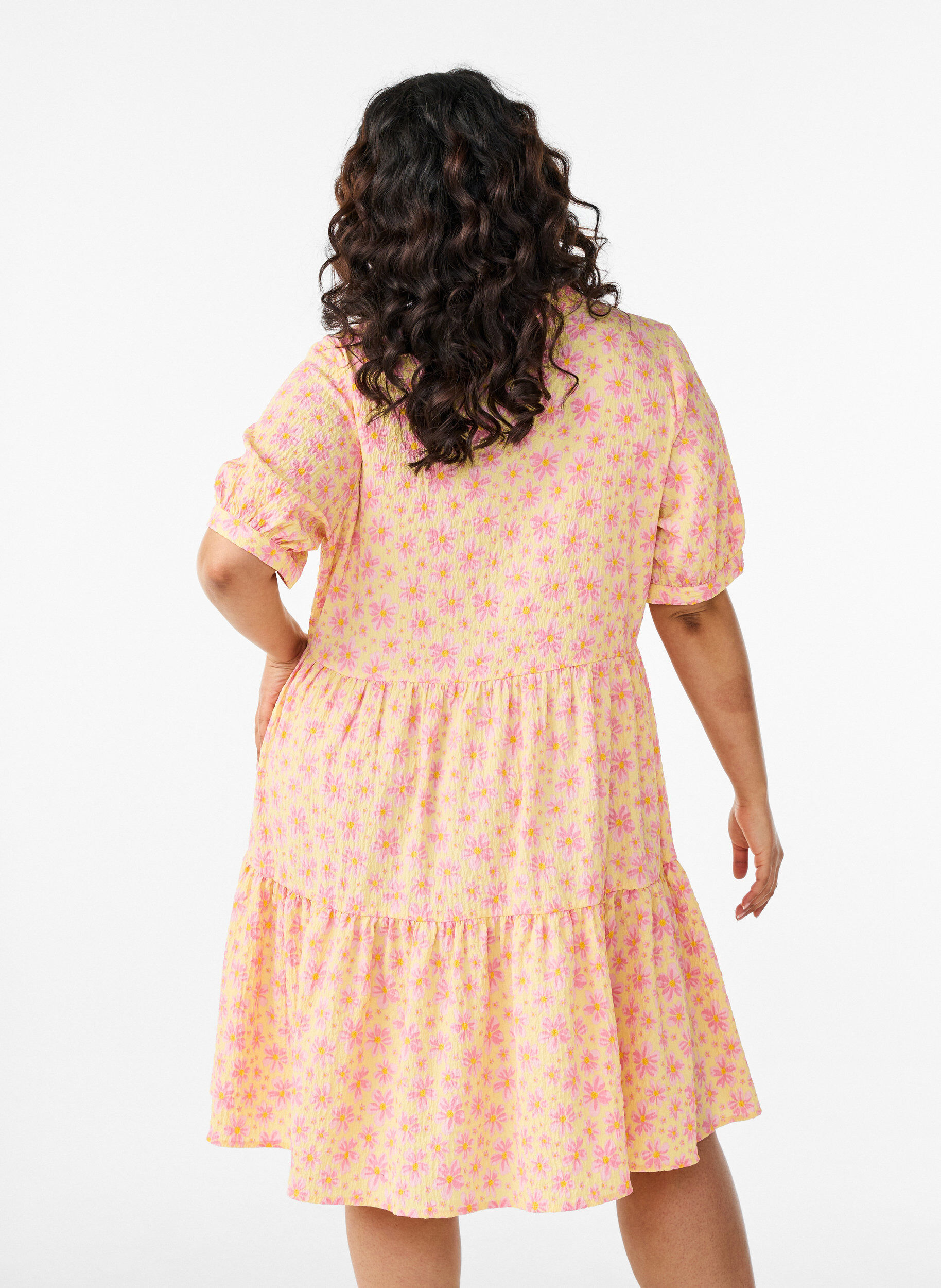 ZizziKurzes A-Linien-Kleid, Gelb, Model image number 2