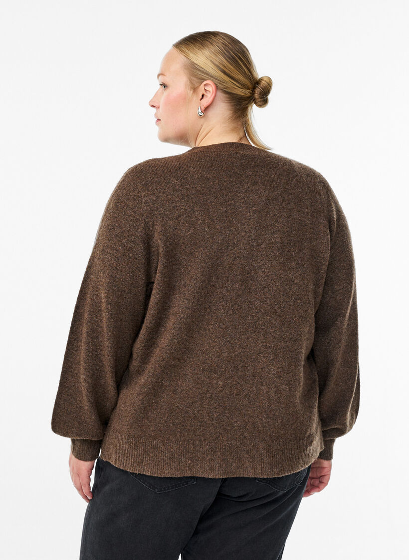Cardigan aus weichem Strick mit goldfarbenen Kn&ouml;pfen, Braun, Model image number 2