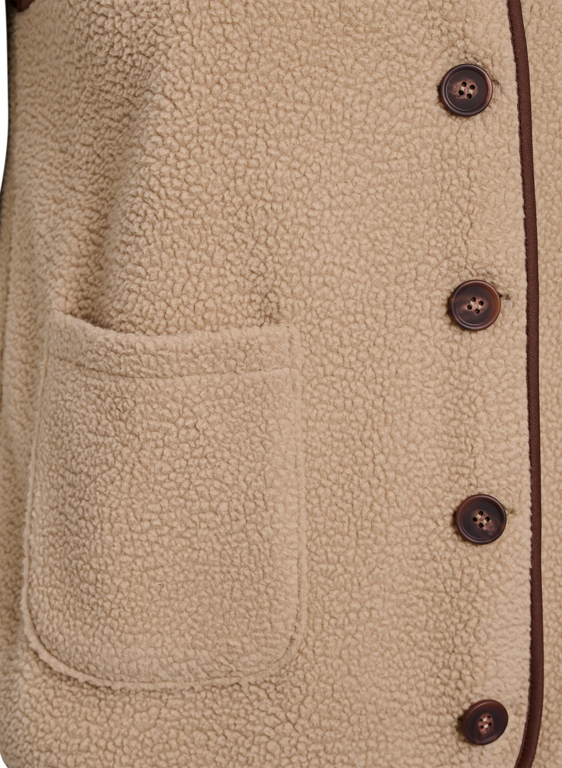 ZizziWeste aus Teddyfleece mit kontrastfarbenen Details, Beige, Packshot image number 3
