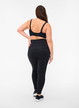 Cropped Trainingstights mit hoher Taille, Black, Model image number 1