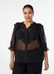 Transparente Hemdbluse mit Punkten und R&uuml;schendetails, Schwarz, Model image number 0