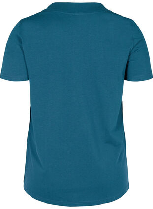 Kurzarm T-Shirt mit breitem, geripptem Hals, Reflecting Pond, Packshot image number 1