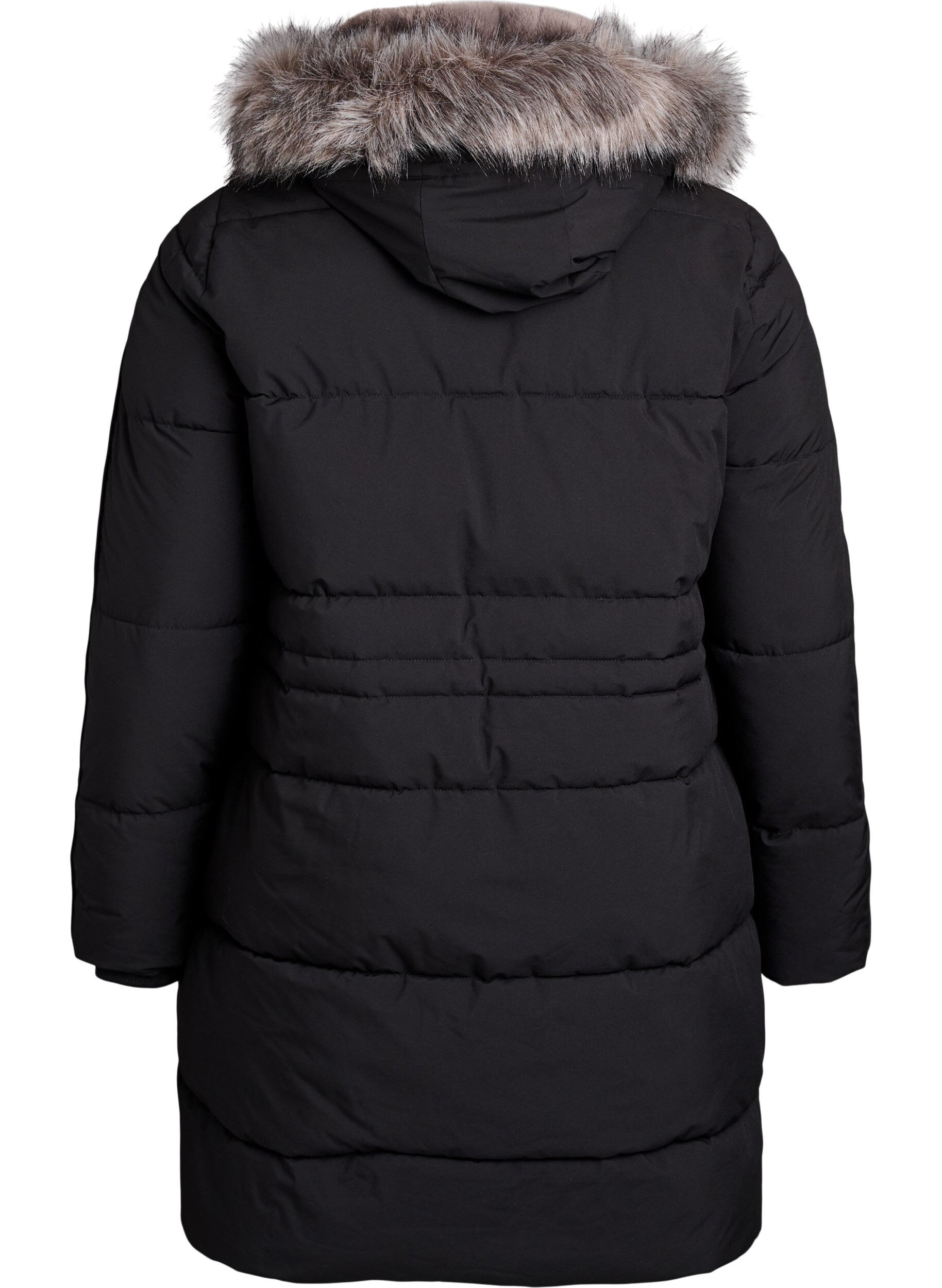 ZizziWasserabweisender Parka mit Kunstpelzkragen, Schwarz, Packshot image number 1