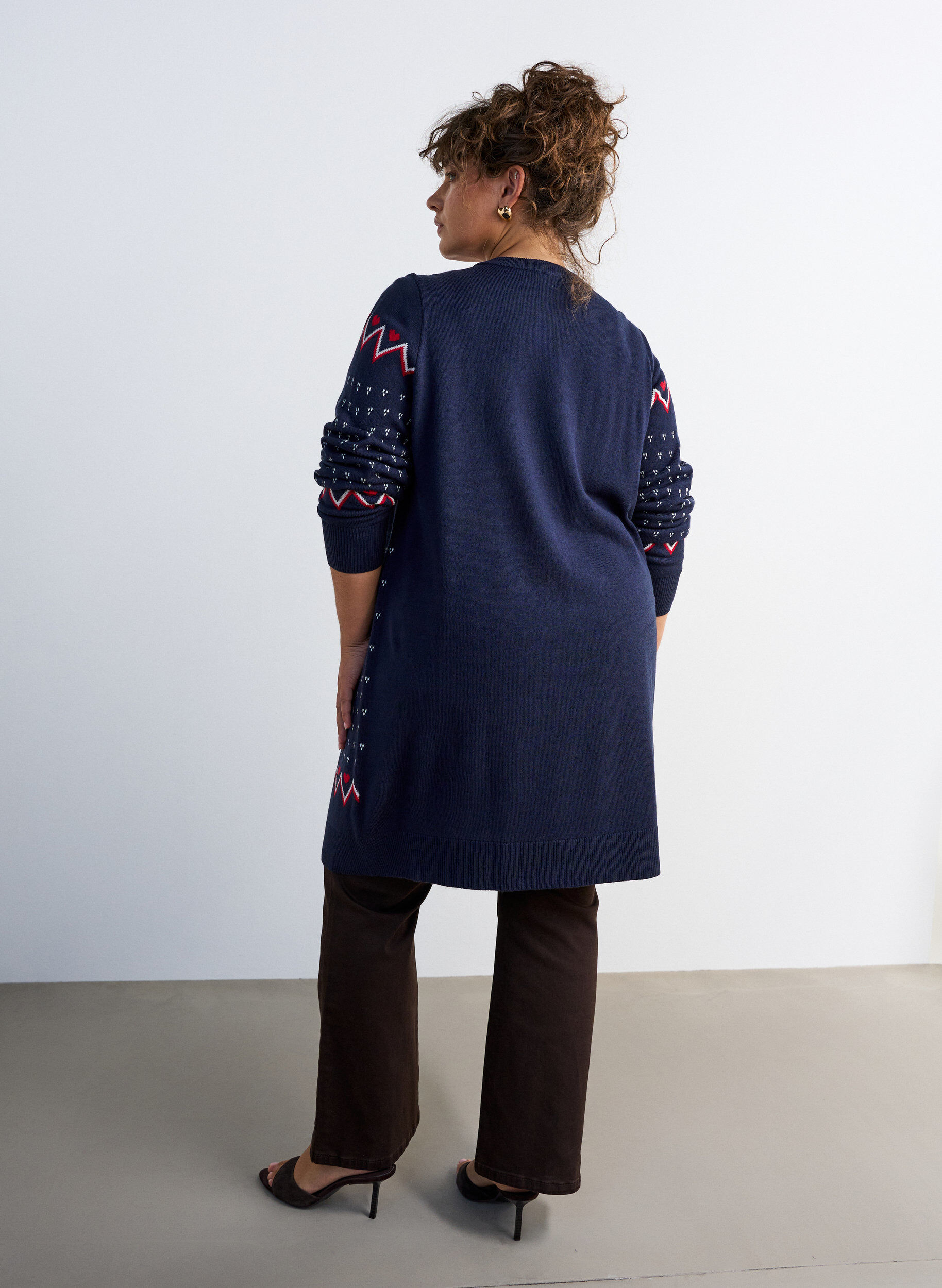 ZizziKurzes Strickkleid mit Weihnachtsmotiv, Blau, Model image number 2