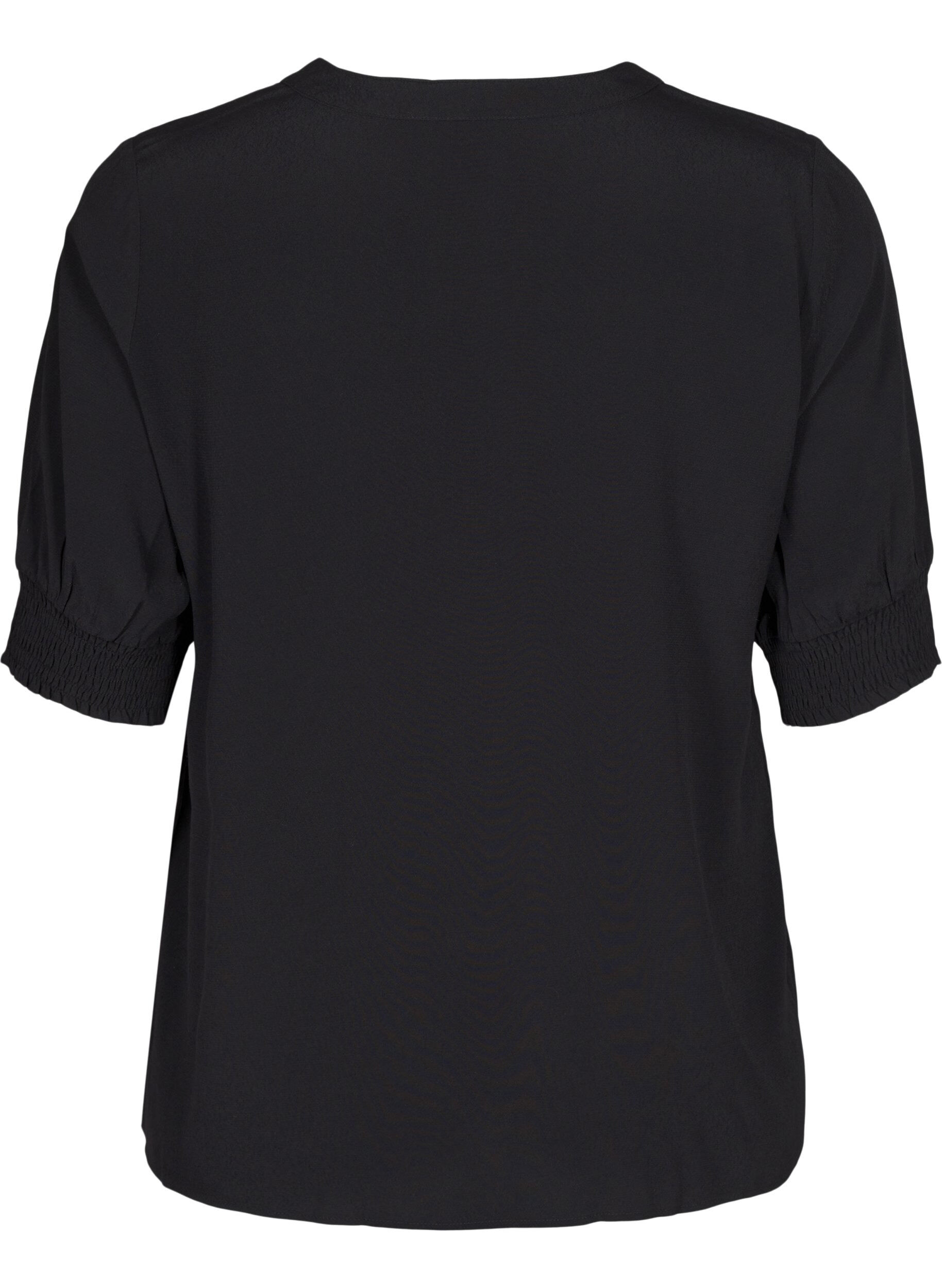 ZizziKurz&auml;rmelige Bluse aus Viskose, Schwarz, Packshot image number 1