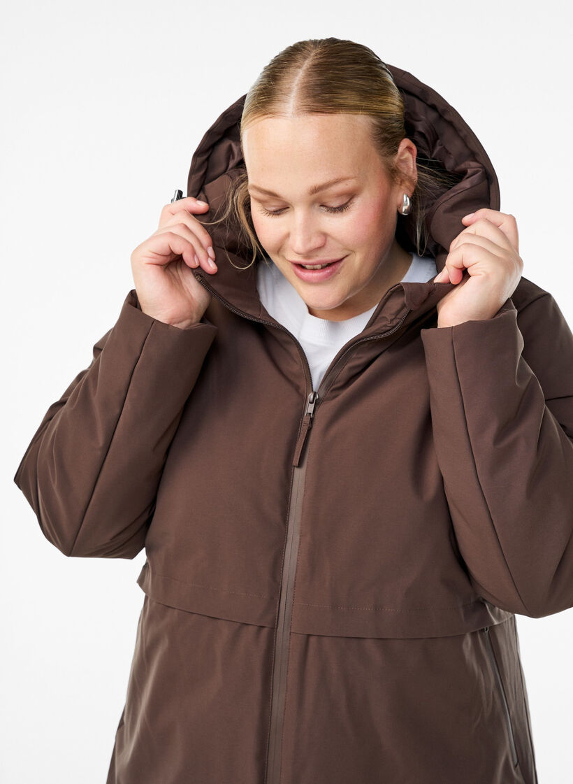 Winterjacke mit verstellbarer Taille, Braun, Model image number 2