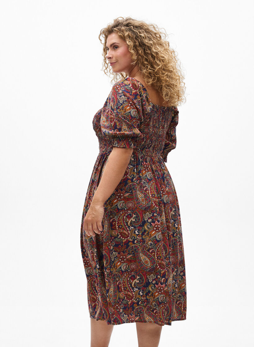 Sommerkleid aus Viskose mit Paisleymuster, Blau, Model image number 2