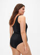 One-Shoulder-Badeanzug mit Mesh-Details, Black, Model image number 1
