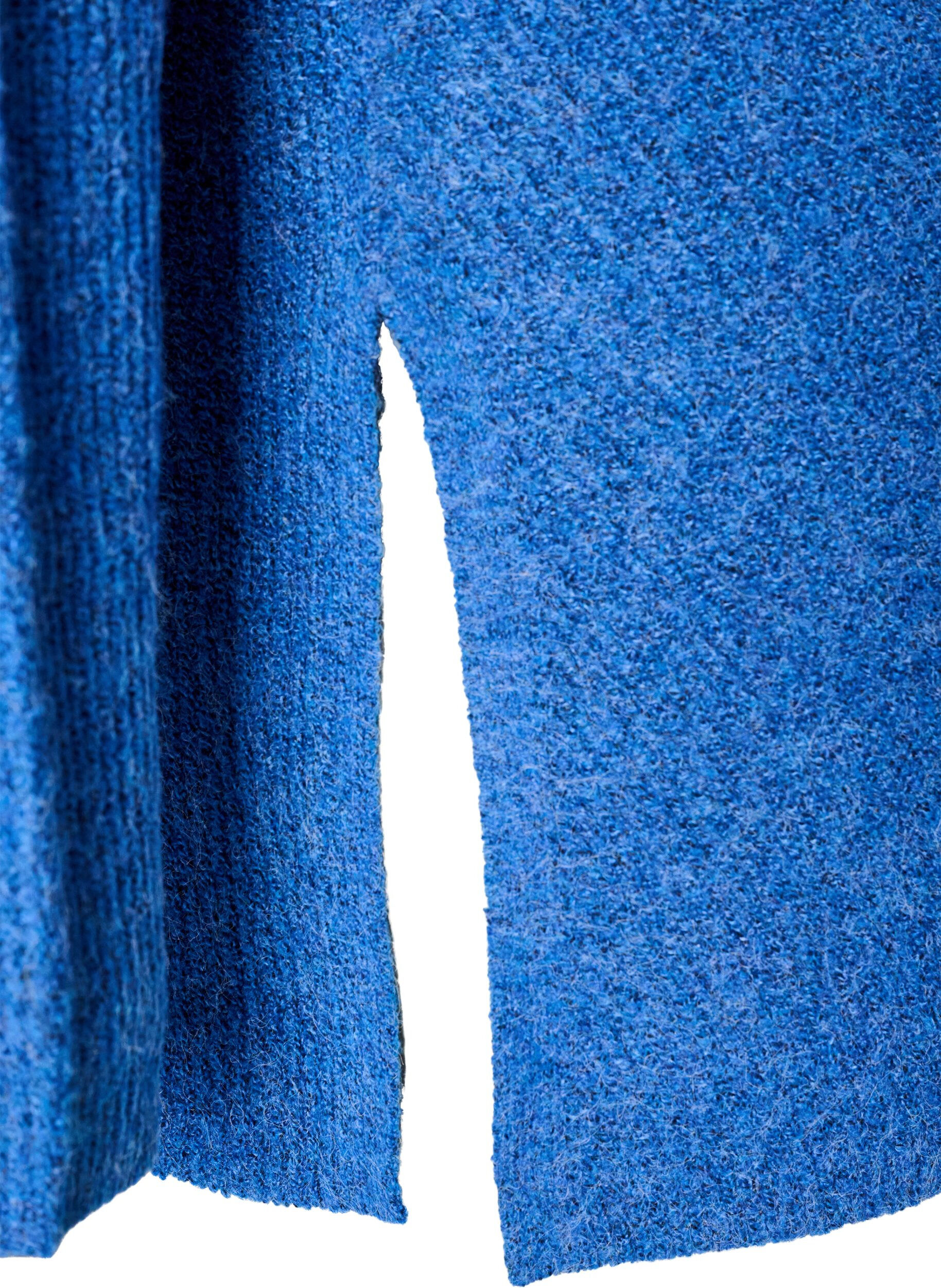 ZizziStrickpullover mit diagonalem Muster und Raglan&auml;rmeln, Blau, Packshot image number 3