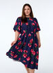Midikleid mit Rosenprint und kurzen Ballon&auml;rmeln, Blau, Model image number 0
