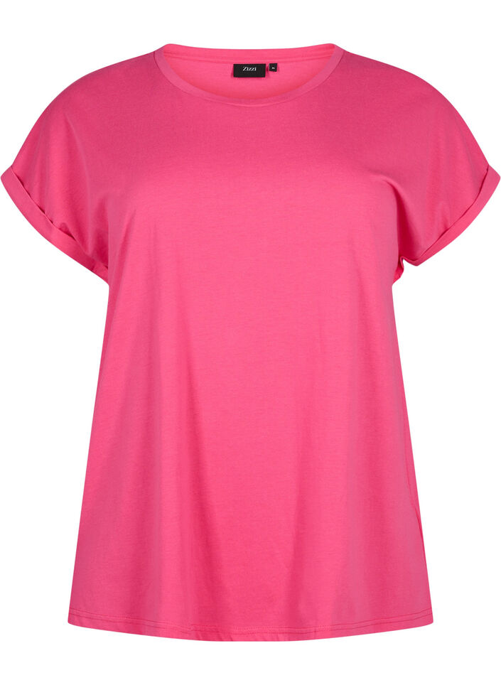 Kurz&auml;rmeliges T-Shirt aus einer Baumwollmischung, Pink, Packshot image number 0
