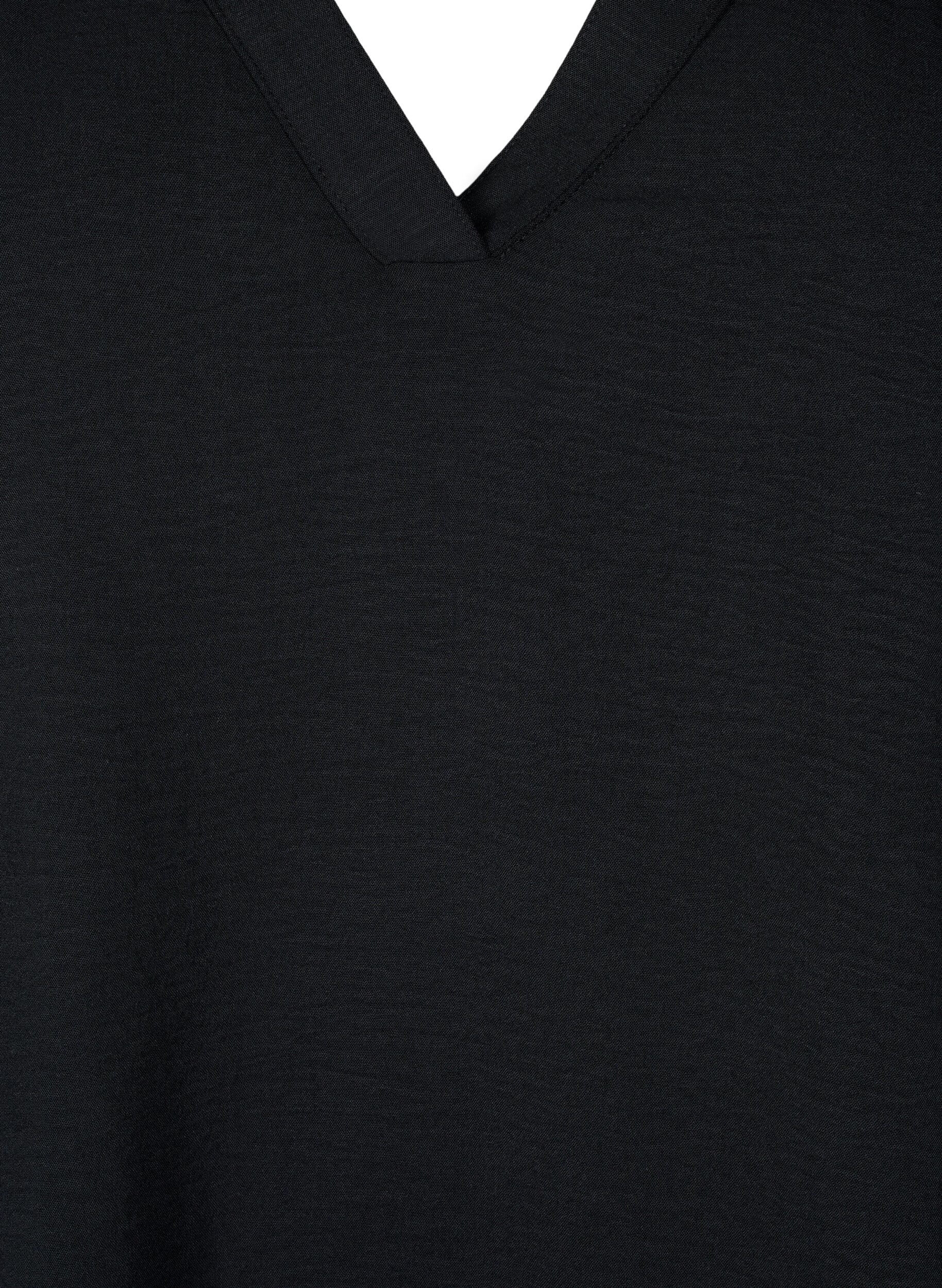Zizzi&Auml;rmelloses Oberteil mit Faltendetails, Schwarz, Packshot image number 2