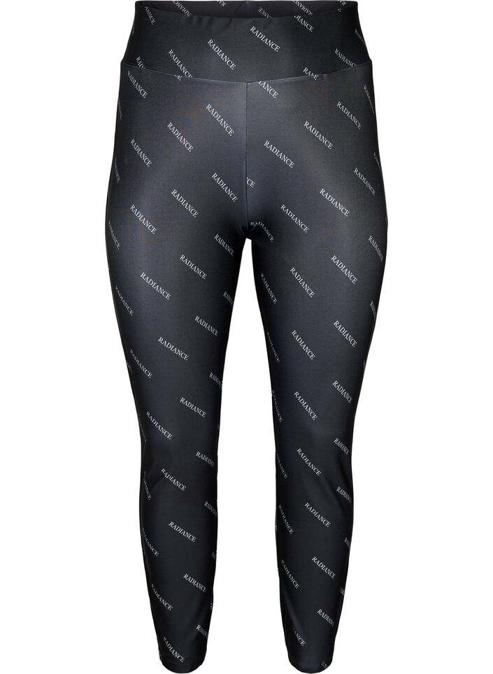 Textdruck Leggings, Black Radiance, Packshot image number 0