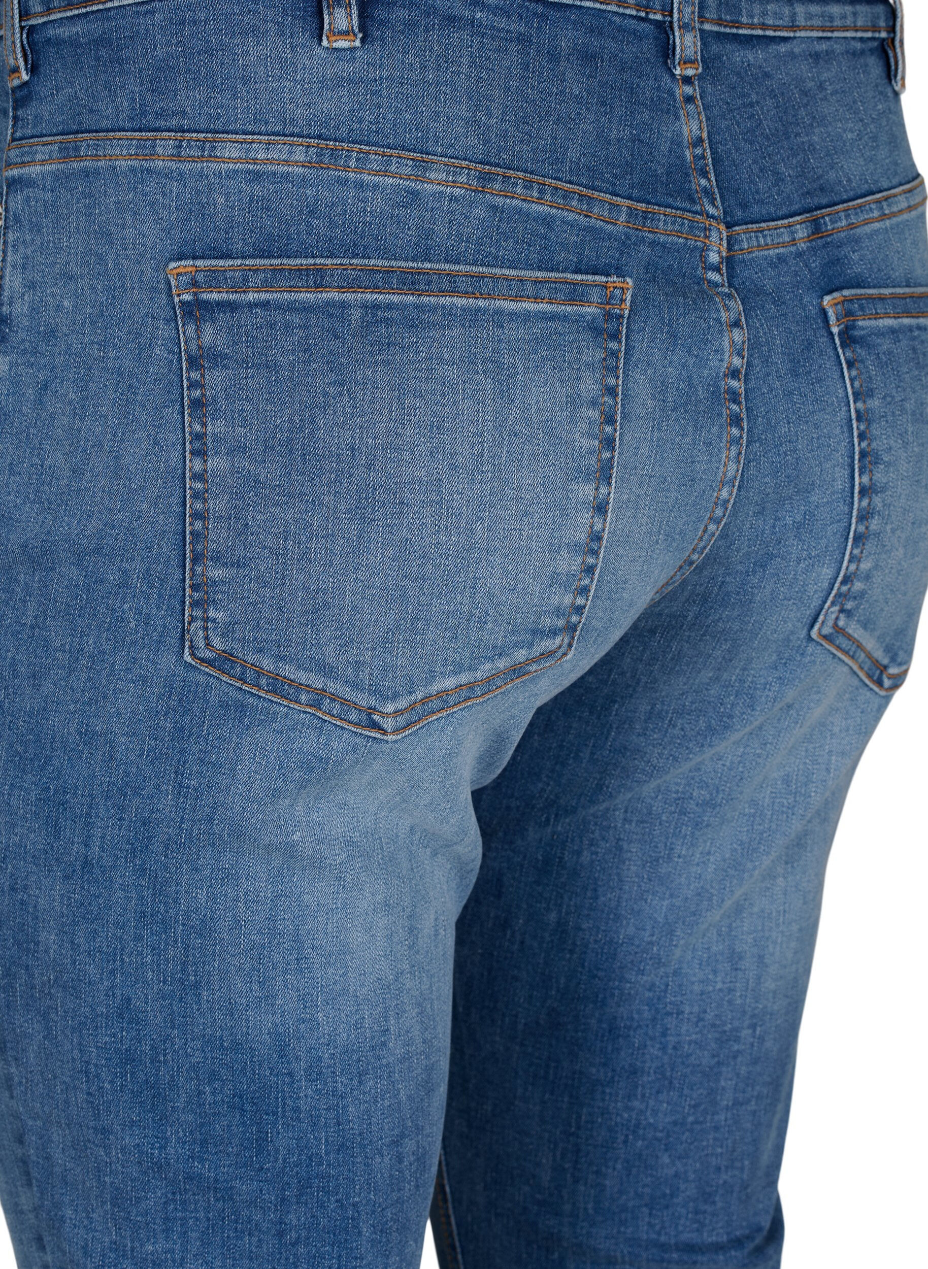 ZizziSanna Jeans mit super schmaler Passform und Knopfverschluss, Blue denim, Packshot image number 3
