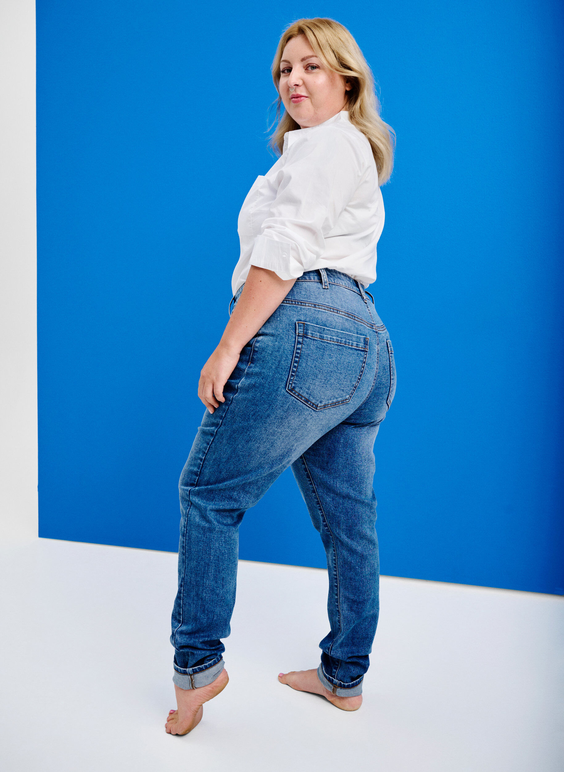 ZizziAmy Jeans mit hoher Taille und extra schlanker Passform, Blau, Image image number 0