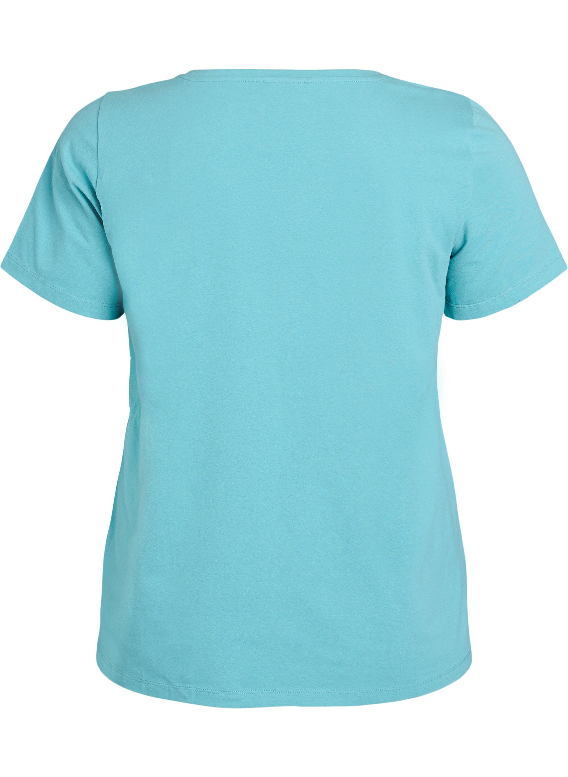 ZizziEinfarbiges basic T-Shirt aus Baumwolle, Blau, Packshot image number 1