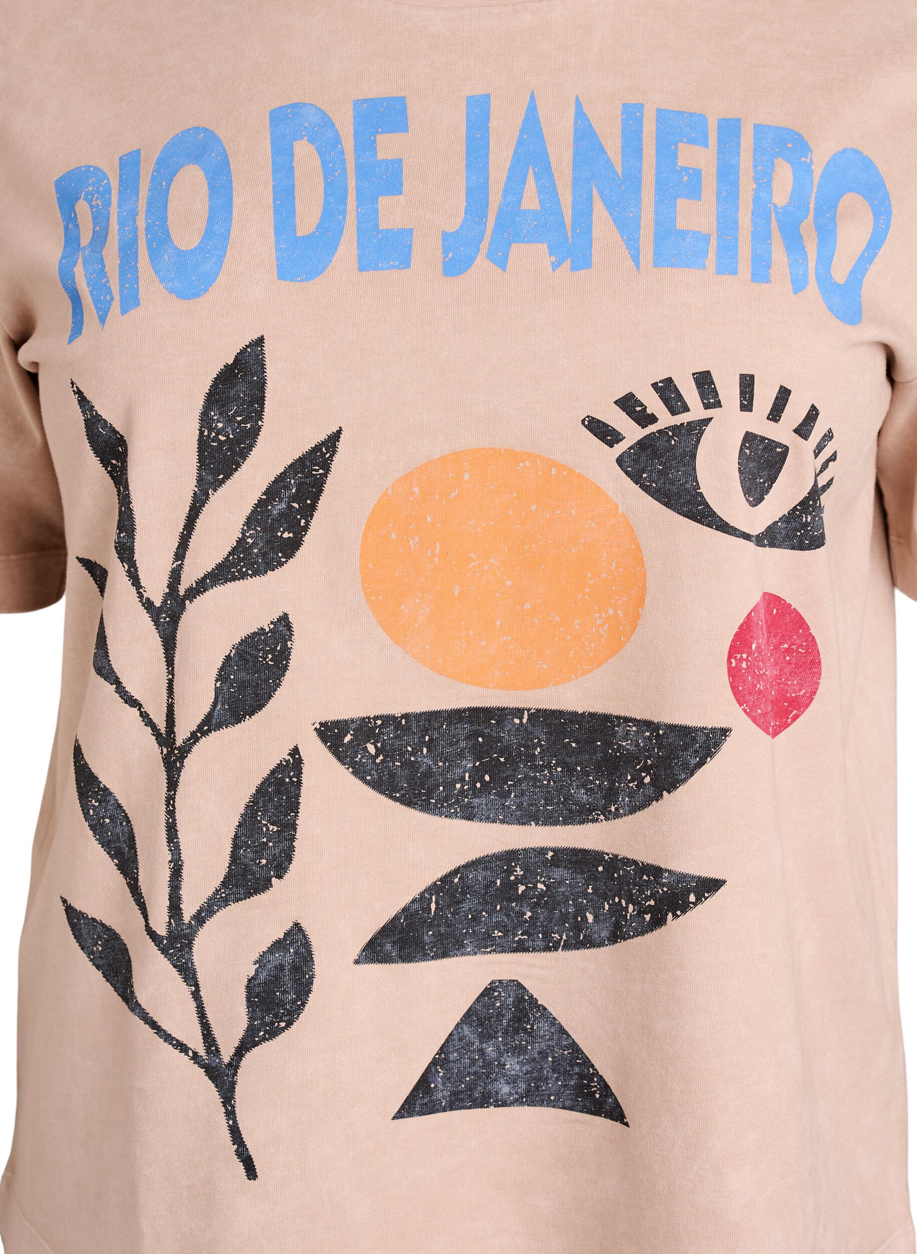 ZizziBaumwoll-T-Shirt mit Frontprint, Beige, Packshot image number 2