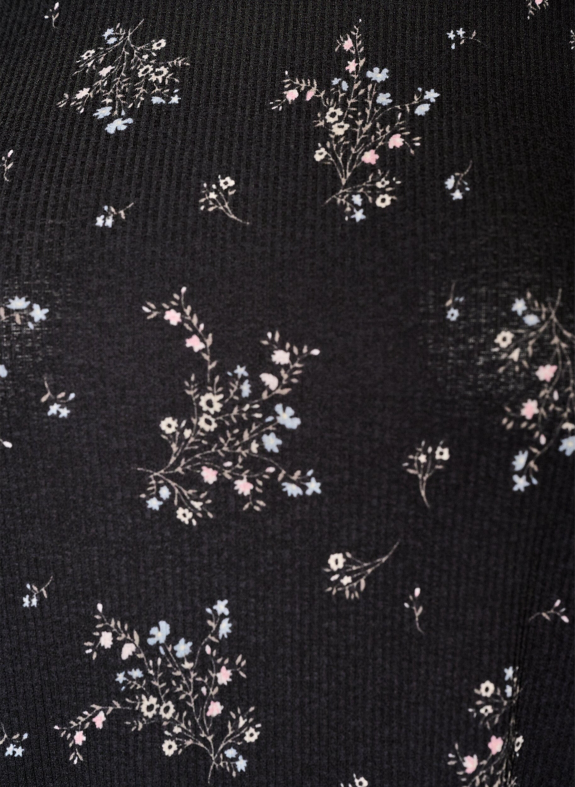 ZizziGemusterte Bluse mit kurzen &Auml;rmeln, Schwarz, Packshot image number 2