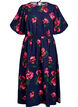 Midikleid mit Rosenprint und kurzen Ballon&auml;rmeln, Blau, Packshot image number 0