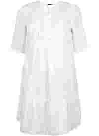 Gestreiftes Viskose Kleid mit Spitzenbändern