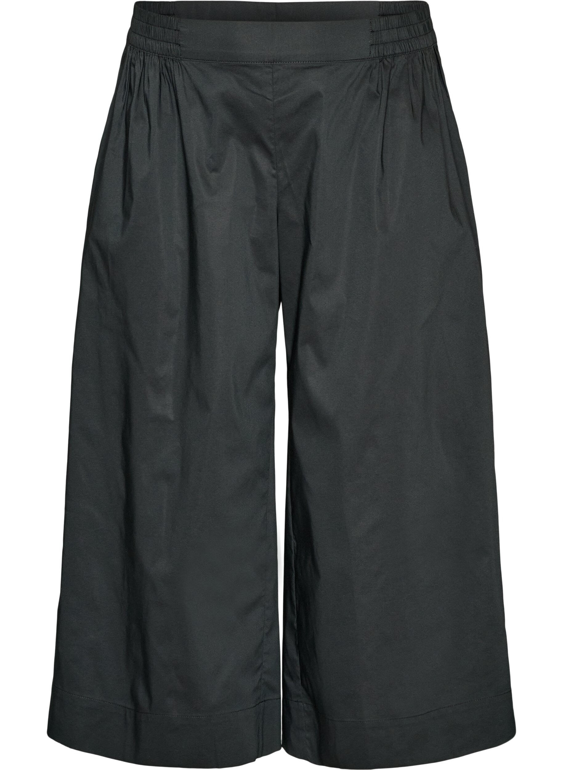 ZizziCulotte mit Gummizugbund und weiten Beinen, Schwarz, Packshot image number 0