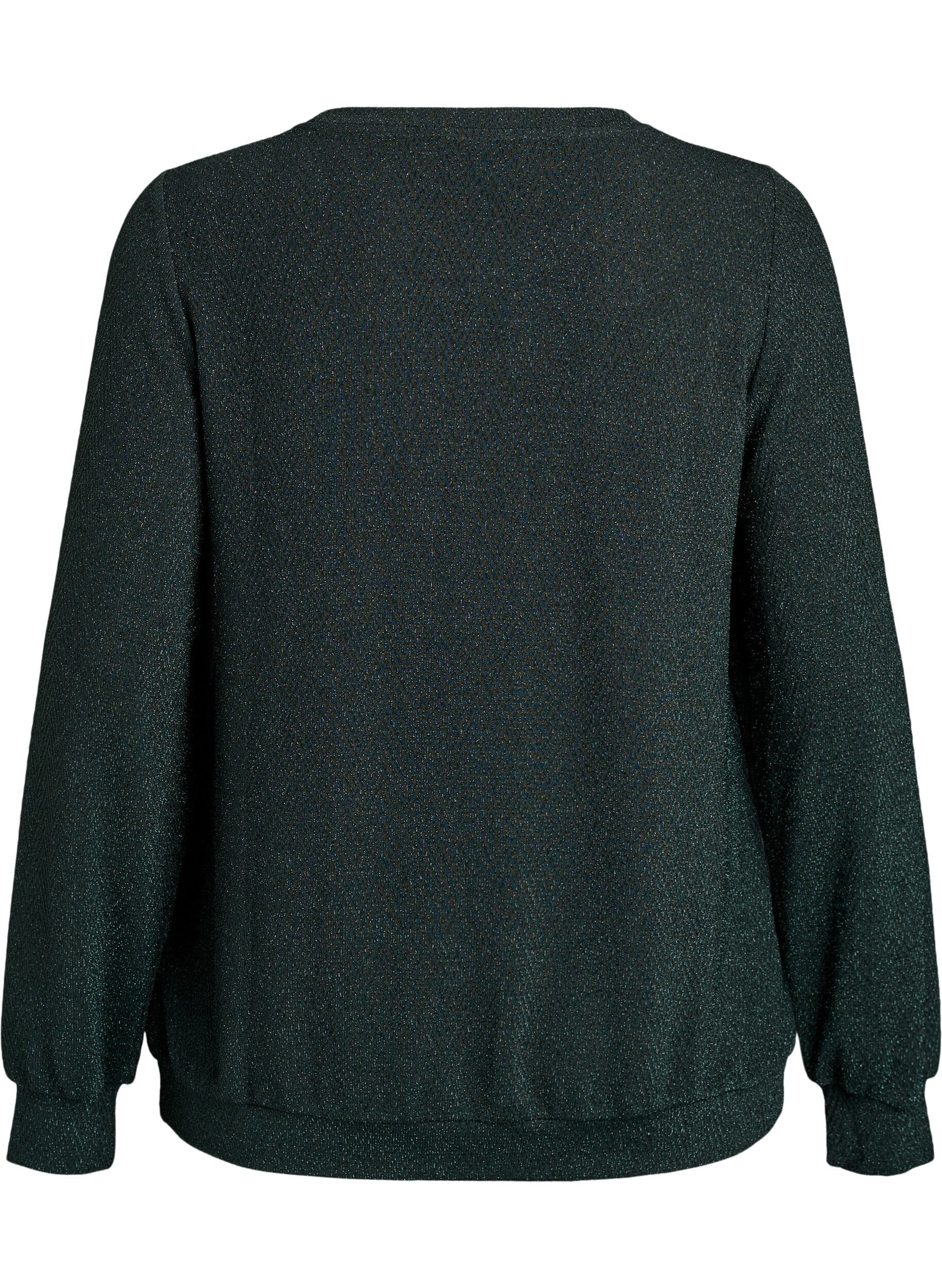 ZizziBluse mit Fischgr&auml;tmuster und Glitzerfaden, Gr&uuml;n, Packshot image number 1