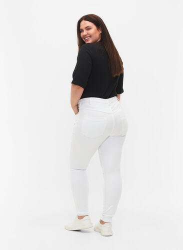 Super Slim Amy Jeans mit hoher Taille, White, Model image number 1