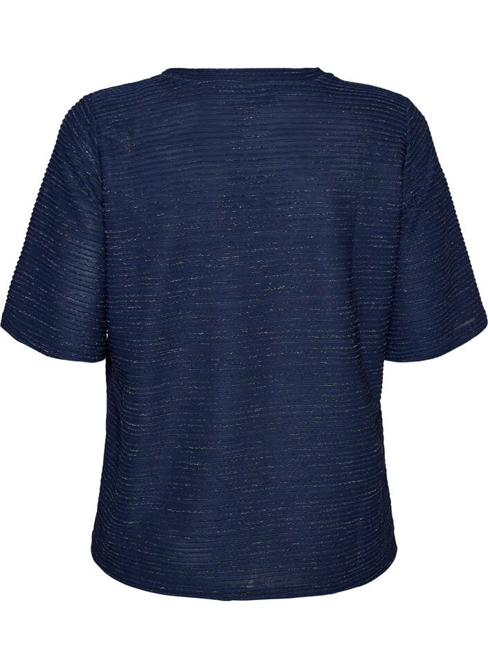 Bluse mit Struktur und Glitzer, Blau, Packshot image number 1