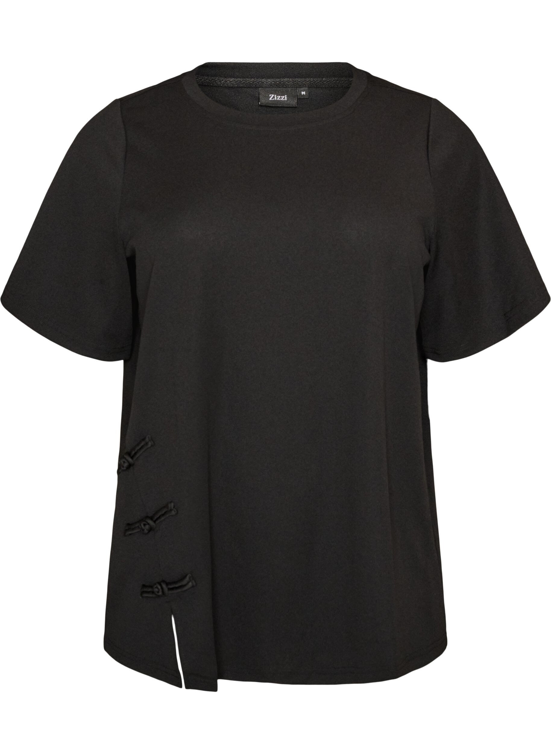 T-Shirt mit Schlitzen und dekorativen Knotenverschl&uuml;ssen