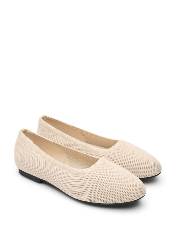 Ballerinas aus fein strukturiertem Stoff, Beige, Packshot image number 1
