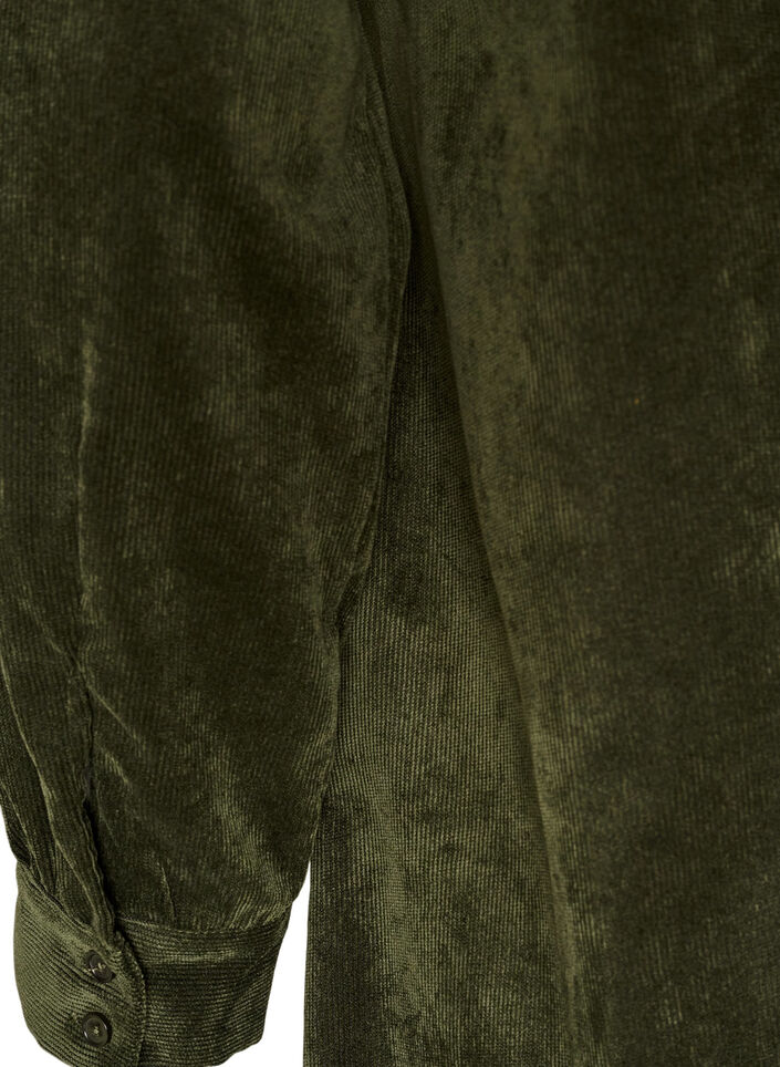 Hemdblusenkleid aus Cord mit Kragen und Knopfleiste, Gr&uuml;n, Packshot image number 4