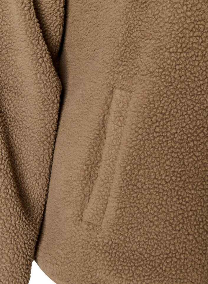 Teddyjacke mit Rundhalsausschnitt und Kn&ouml;pfen, Braun, Packshot image number 3