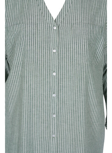 Gestreifte Hemdbluse aus 100% Baumwolle, Cilantro Stripe , Packshot image number 2