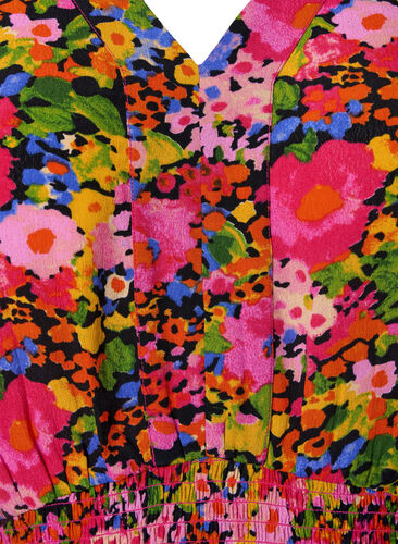 Viskosebluse mit Blumendruck und Smock, Neon Flower Print, Packshot image number 2